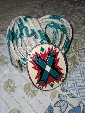 VINTAGE SISKIYOU NAVAJO 1990 U.S.A MADE ENAMEL AZTEC WESTERN BELT